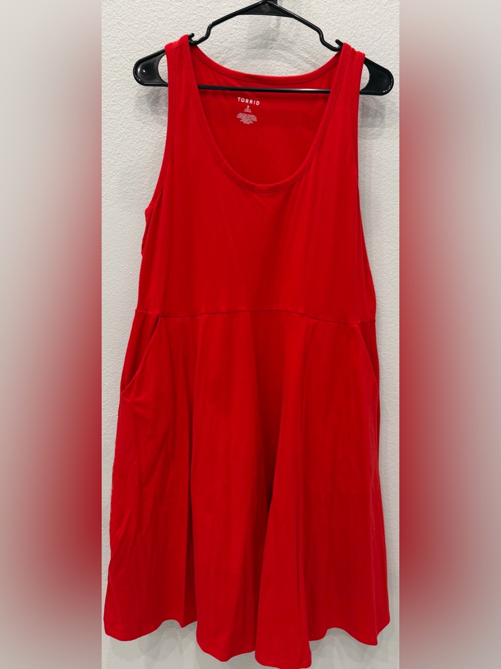 torrid Red Sleeveless Jersey Tank Dress with Pockets